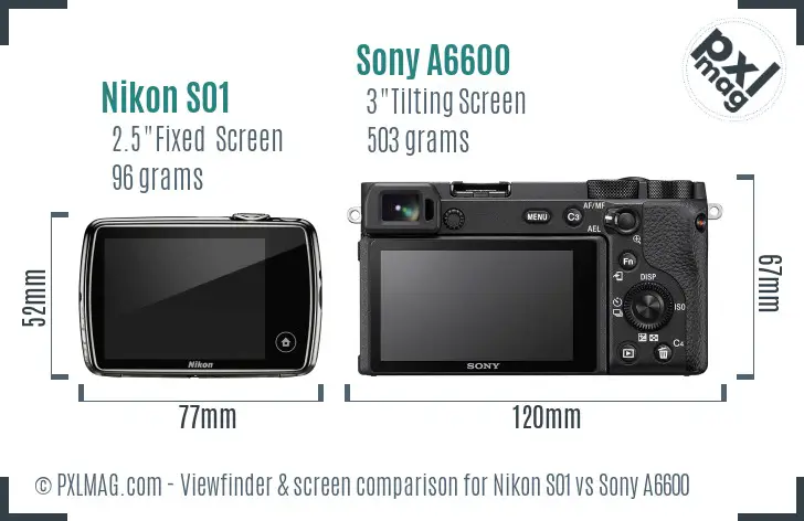 Nikon S01 vs Sony A6600 Screen and Viewfinder comparison
