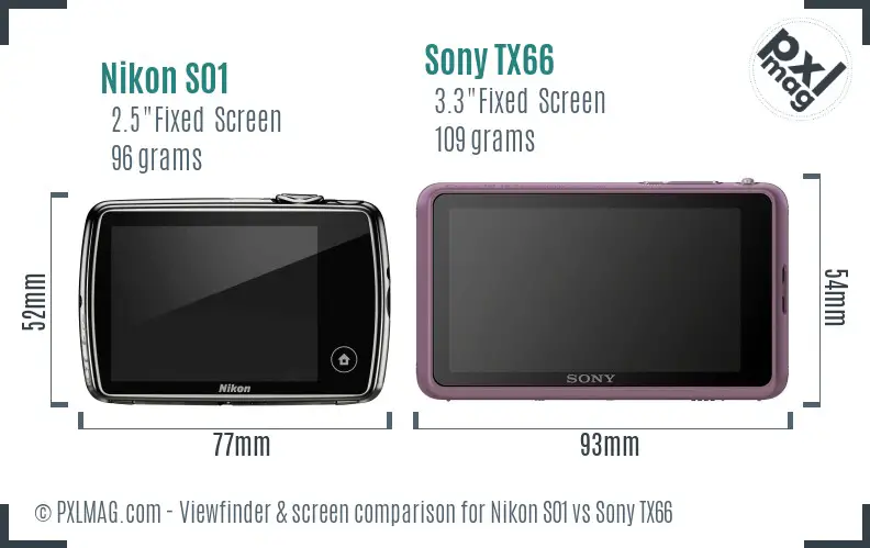 Nikon S01 vs Sony TX66 Screen and Viewfinder comparison