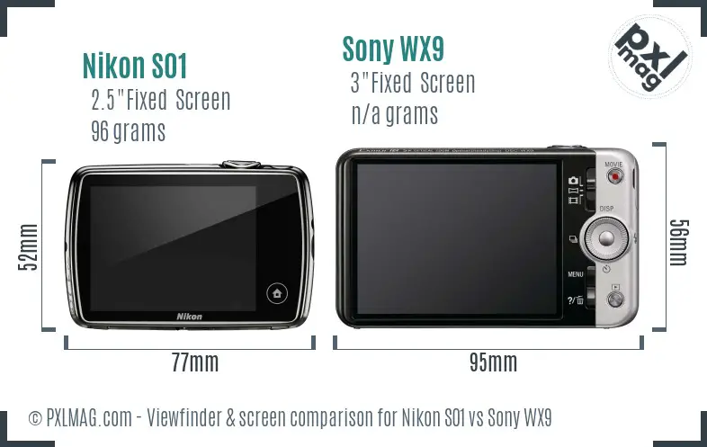 Nikon S01 vs Sony WX9 Screen and Viewfinder comparison Nikon S01 vs Sony WX9 Screen and Viewfinder comparison