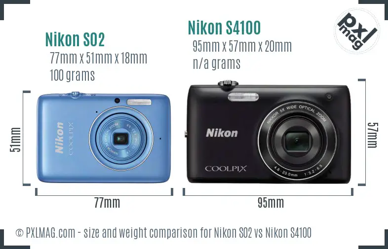 Nikon S02 vs Nikon S4100 size comparison