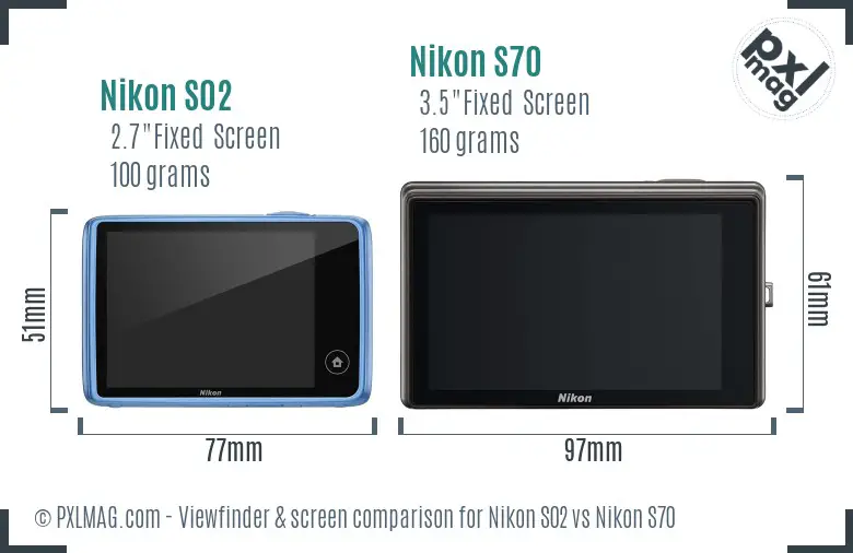 Nikon S02 vs Nikon S70 Screen and Viewfinder comparison Nikon S02 vs Nikon S70 Screen and Viewfinder comparison