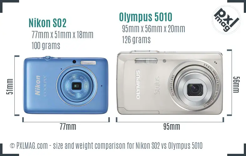 Nikon S02 vs Olympus 5010 size comparison