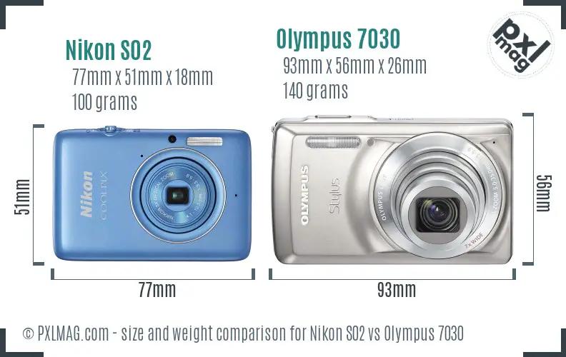 Nikon S02 vs Olympus 7030 size comparison