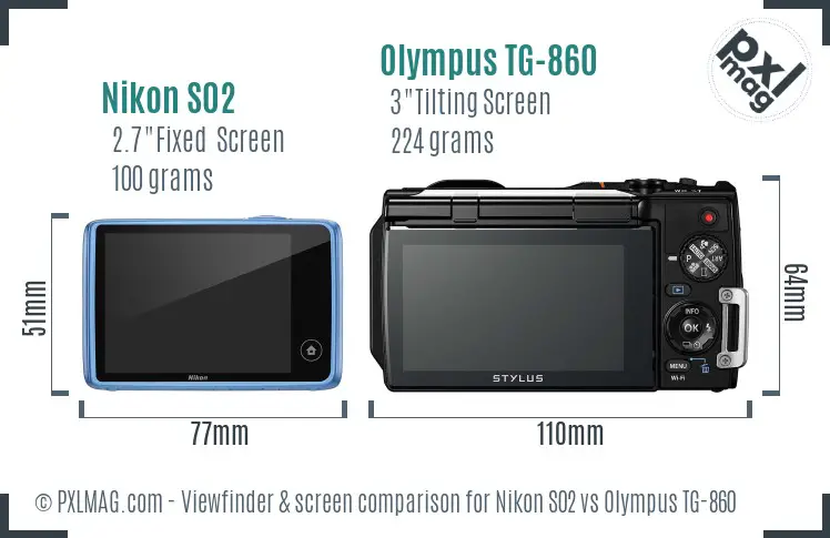 Nikon S02 vs Olympus TG-860 Screen and Viewfinder comparison