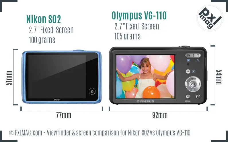 Nikon S02 vs Olympus VG-110 Screen and Viewfinder comparison