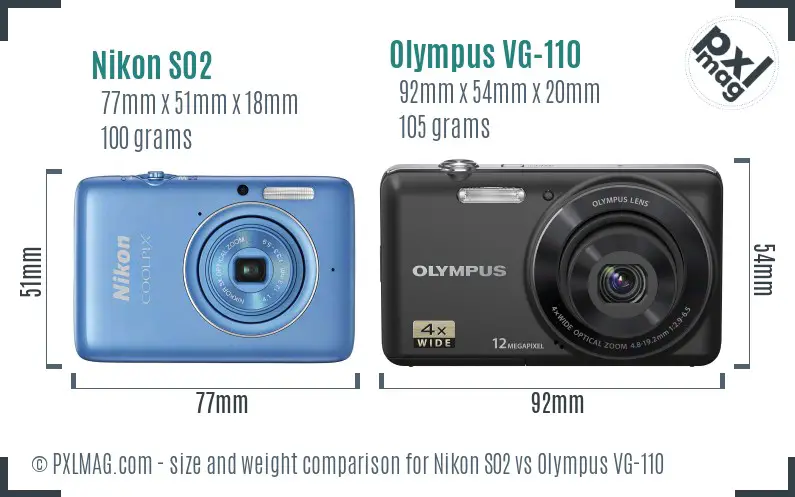 Nikon S02 vs Olympus VG-110 size comparison