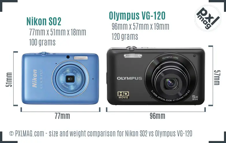 Nikon S02 vs Olympus VG-120 size comparison