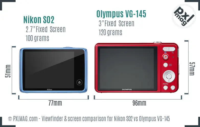 Nikon S02 vs Olympus VG-145 Screen and Viewfinder comparison