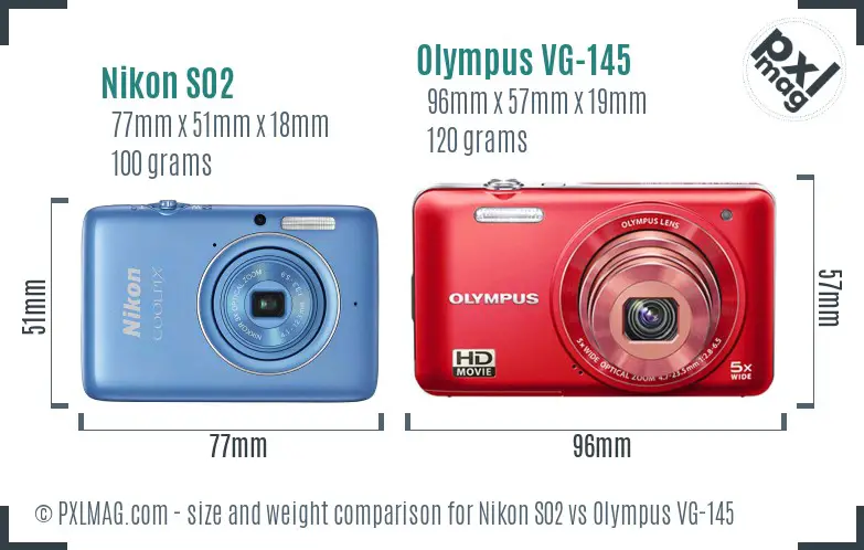 Nikon S02 vs Olympus VG-145 size comparison