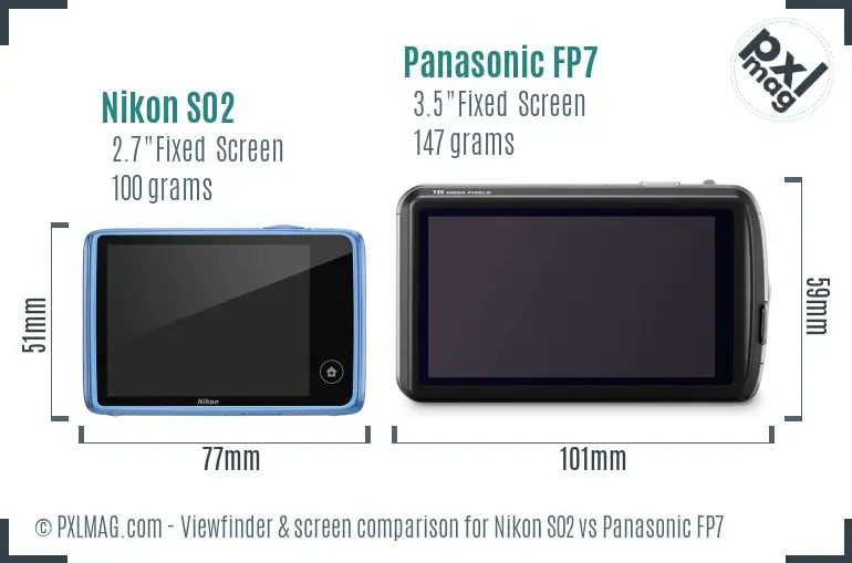 Nikon S02 vs Panasonic FP7 Screen and Viewfinder comparison