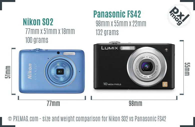 Nikon S02 vs Panasonic FS42 size comparison