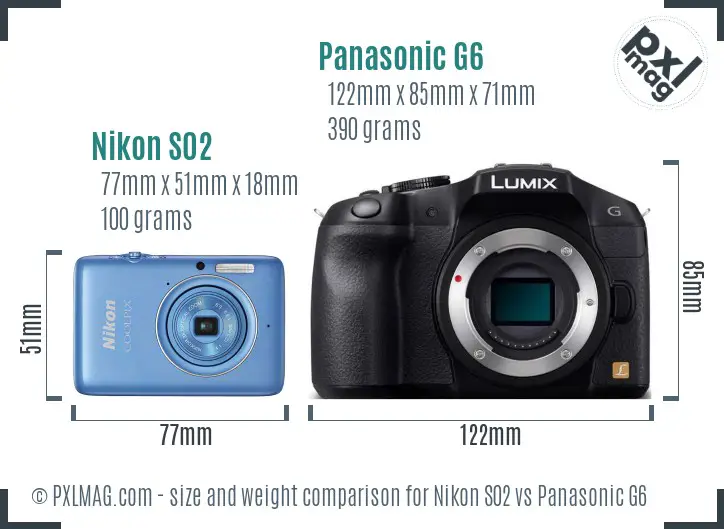 Nikon S02 vs Panasonic G6 size comparison