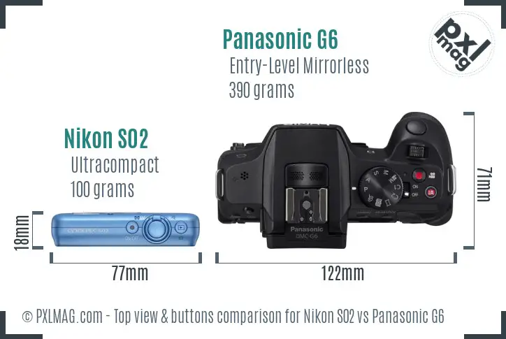 Nikon S02 vs Panasonic G6 top view buttons comparison
