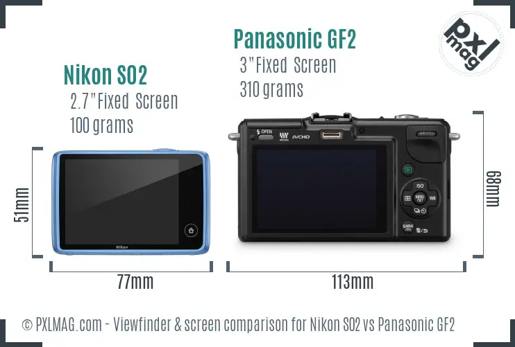 Nikon S02 vs Panasonic GF2 Screen and Viewfinder comparison