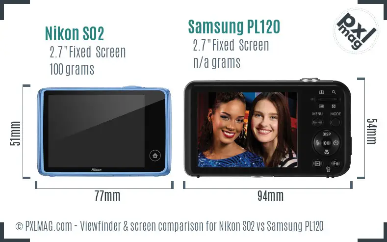 Nikon S02 vs Samsung PL120 Screen and Viewfinder comparison Nikon S02 vs Samsung PL120 Screen and Viewfinder comparison