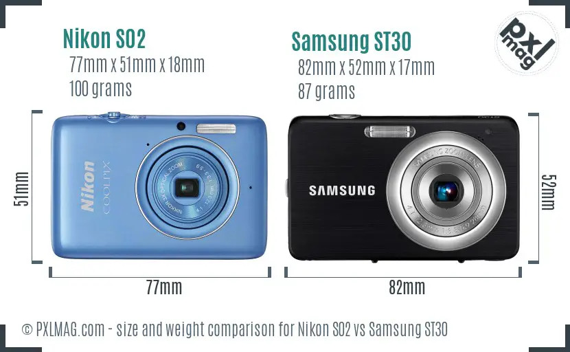 Nikon S02 vs Samsung ST30 size comparison Nikon S02 vs Samsung ST30 size comparison