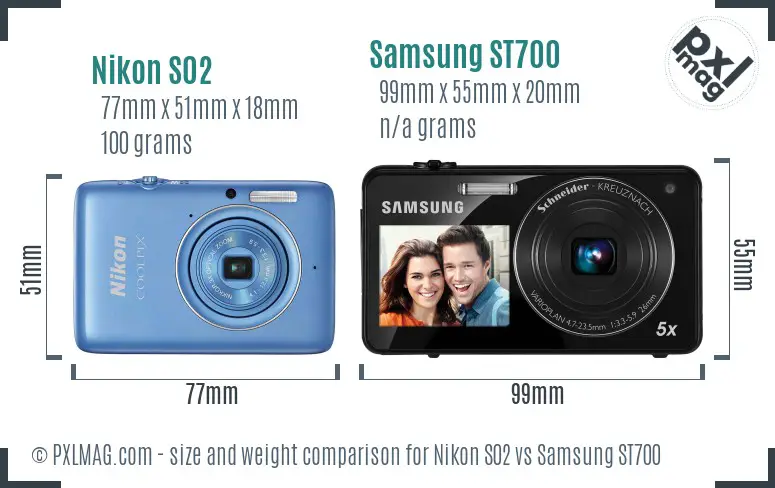 Nikon S02 vs Samsung ST700 size comparison