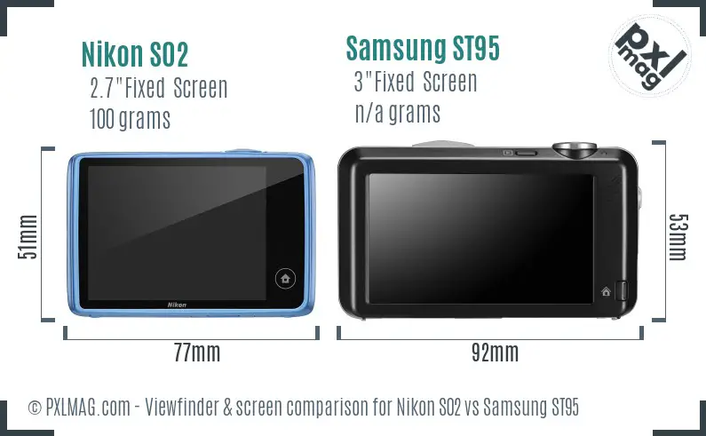 Nikon S02 vs Samsung ST95 Screen and Viewfinder comparison