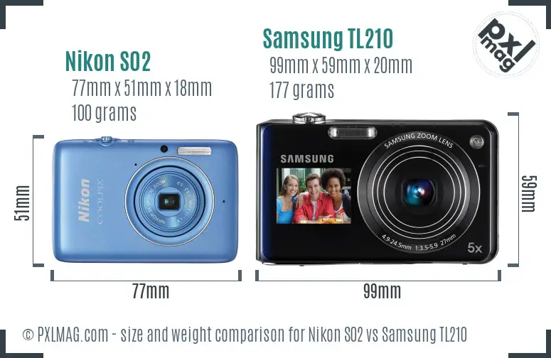 Nikon S02 vs Samsung TL210 size comparison Nikon S02 vs Samsung TL210 size comparison