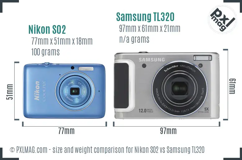 Nikon S02 vs Samsung TL320 size comparison Nikon S02 vs Samsung TL320 size comparison