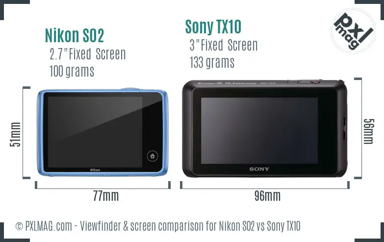 Nikon S02 vs Sony TX10 Screen and Viewfinder comparison Nikon S02 vs Sony TX10 Screen and Viewfinder comparison