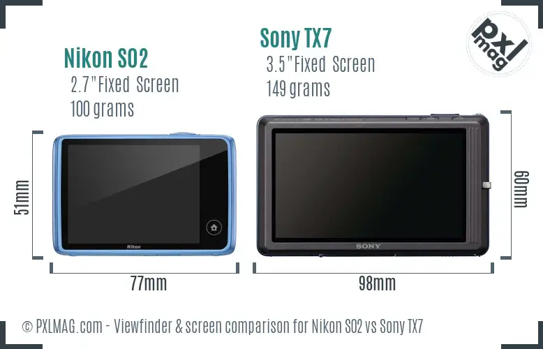 Nikon S02 vs Sony TX7 Screen and Viewfinder comparison Nikon S02 vs Sony TX7 Screen and Viewfinder comparison