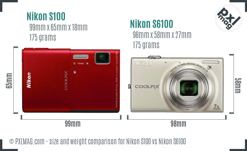 Nikon S100 vs Nikon S6100 size comparison