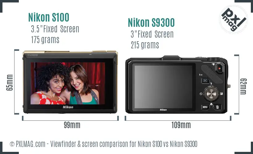 Nikon S100 vs Nikon S9300 Screen and Viewfinder comparison