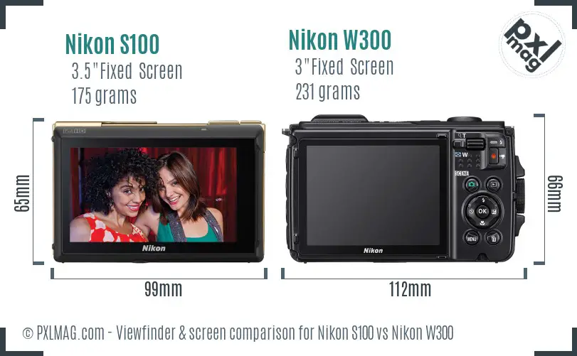 Nikon S100 vs Nikon W300 Screen and Viewfinder comparison Nikon S100 vs Nikon W300 Screen and Viewfinder comparison