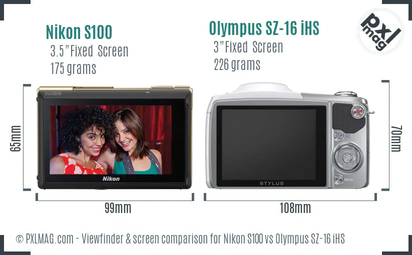 Nikon S100 vs Olympus SZ-16 iHS Screen and Viewfinder comparison Nikon S100 vs Olympus SZ-16 iHS Screen and Viewfinder comparison