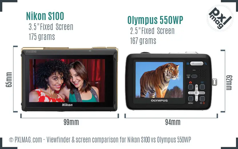 Nikon S100 vs Olympus 550WP Screen and Viewfinder comparison Nikon S100 vs Olympus 550WP Screen and Viewfinder comparison