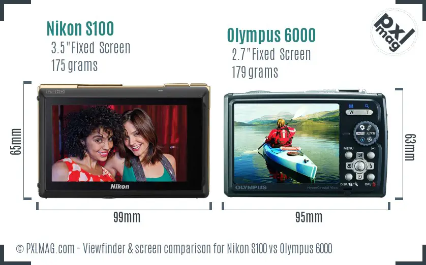 Nikon S100 vs Olympus 6000 Screen and Viewfinder comparison Nikon S100 vs Olympus 6000 Screen and Viewfinder comparison