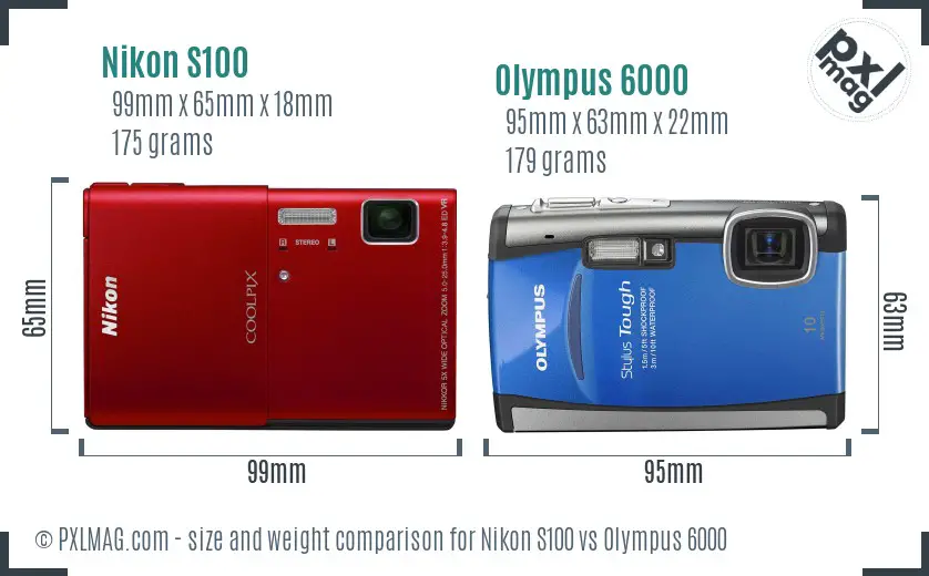 Nikon S100 vs Olympus 6000 size comparison Nikon S100 vs Olympus 6000 size comparison