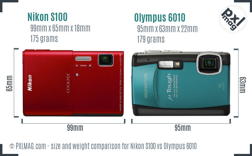 Nikon S100 vs Olympus 6010 size comparison