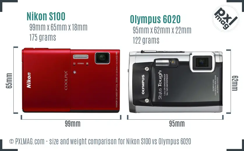 Nikon S100 vs Olympus 6020 size comparison