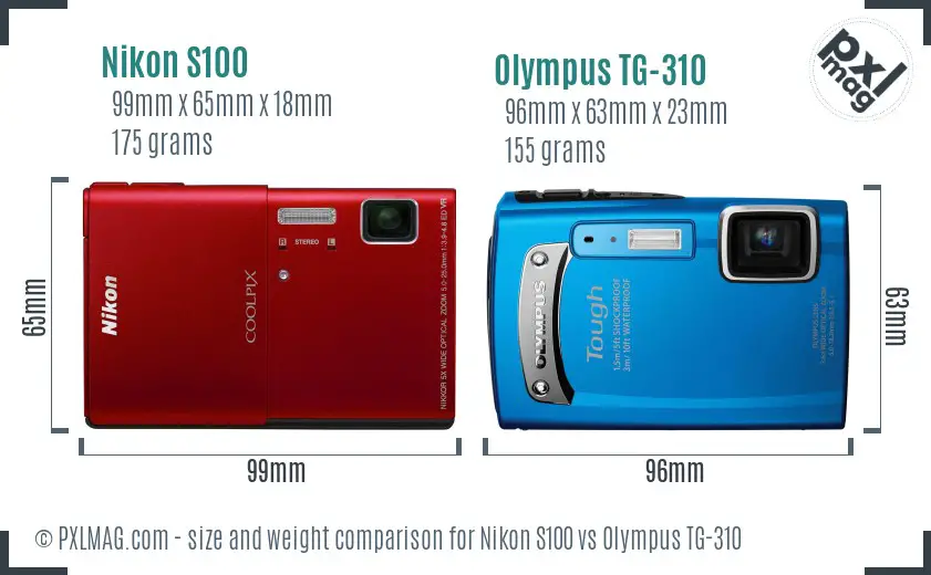 Nikon S100 vs Olympus TG-310 size comparison