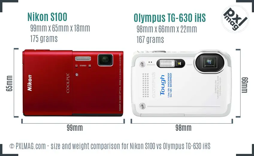 Nikon S100 vs Olympus TG-630 iHS size comparison