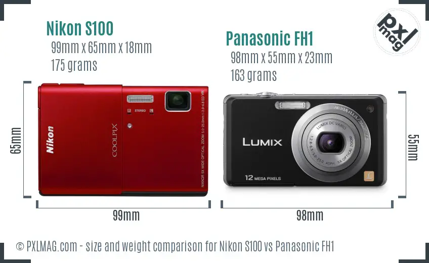 Nikon S100 vs Panasonic FH1 size comparison Nikon S100 vs Panasonic FH1 size comparison