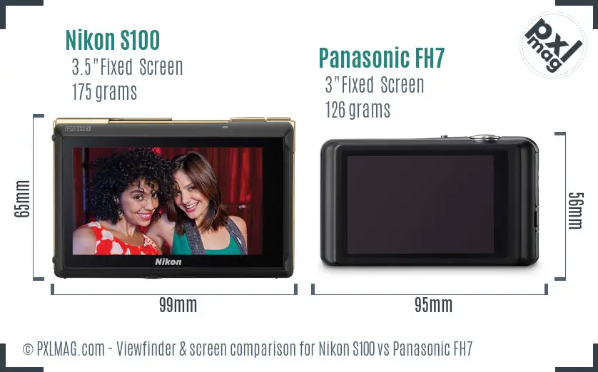 Nikon S100 vs Panasonic FH7 Screen and Viewfinder comparison