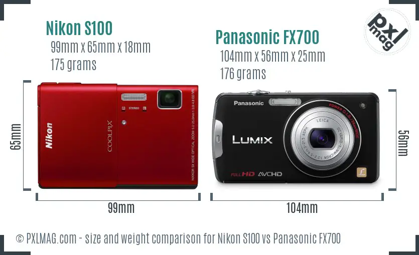 Nikon S100 vs Panasonic FX700 size comparison