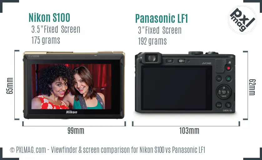 Nikon S100 vs Panasonic LF1 Screen and Viewfinder comparison