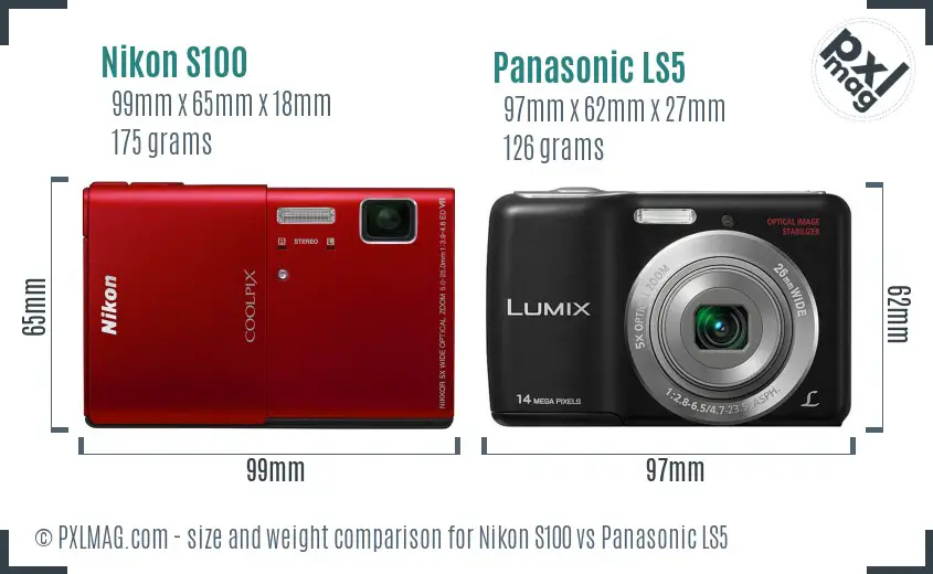 Nikon S100 vs Panasonic LS5 size comparison