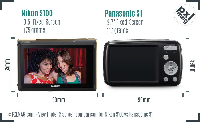 Nikon S100 vs Panasonic S1 Screen and Viewfinder comparison Nikon S100 vs Panasonic S1 Screen and Viewfinder comparison