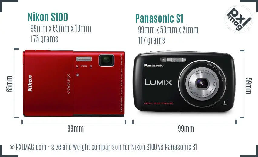 Nikon S100 vs Panasonic S1 size comparison Nikon S100 vs Panasonic S1 size comparison