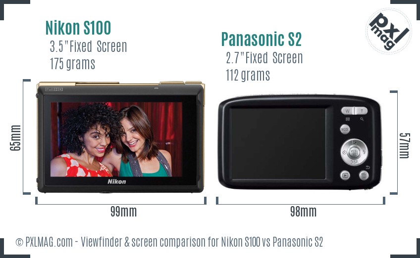 Nikon S100 vs Panasonic S2 Screen and Viewfinder comparison