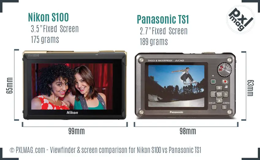 Nikon S100 vs Panasonic TS1 Screen and Viewfinder comparison Nikon S100 vs Panasonic TS1 Screen and Viewfinder comparison