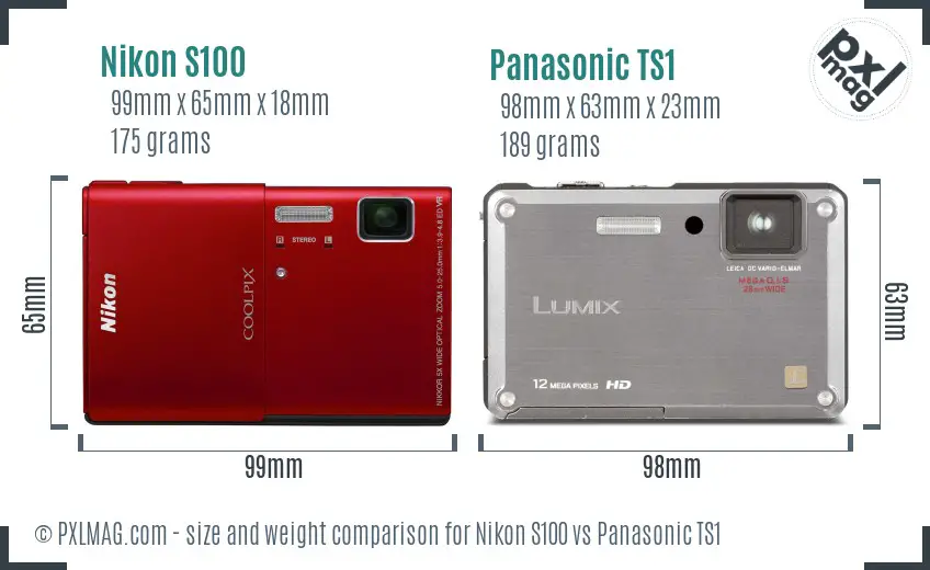 Nikon S100 vs Panasonic TS1 size comparison Nikon S100 vs Panasonic TS1 size comparison