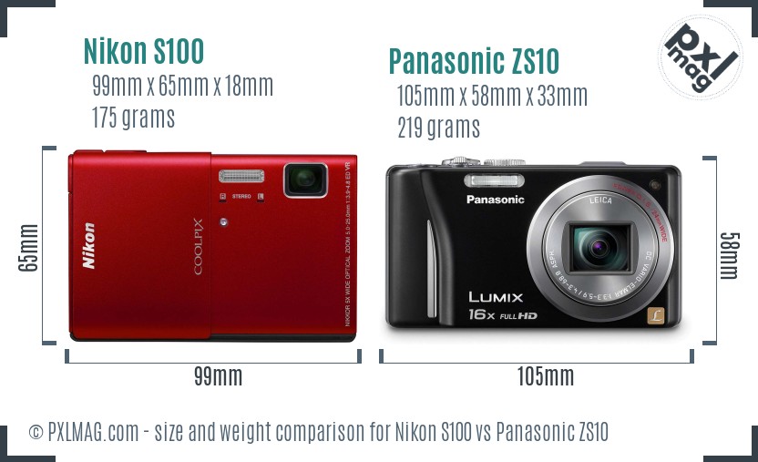 Nikon S100 vs Panasonic ZS10 size comparison Nikon S100 vs Panasonic ZS10 size comparison