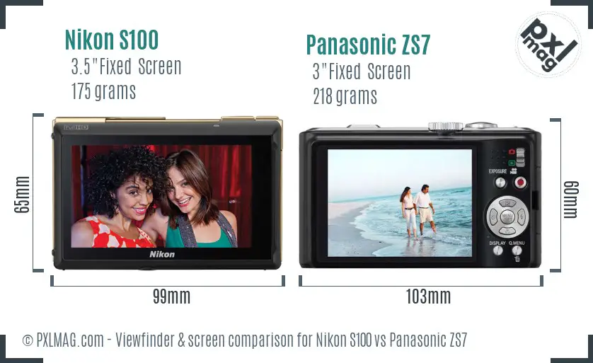 Nikon S100 vs Panasonic ZS7 Screen and Viewfinder comparison Nikon S100 vs Panasonic ZS7 Screen and Viewfinder comparison