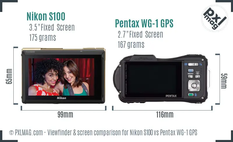 Nikon S100 vs Pentax WG-1 GPS Screen and Viewfinder comparison Nikon S100 vs Pentax WG-1 GPS Screen and Viewfinder comparison
